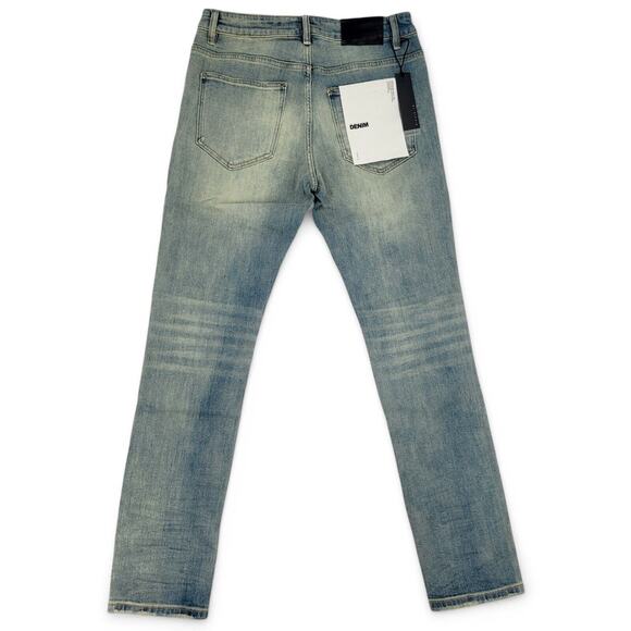 Richie Le Mens Straight Leg Stretch Denim Jeans RLC-114 Vintage Wash Distressed‎ - Picture 2 of 6